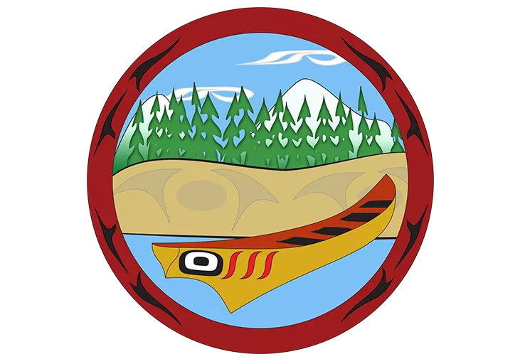 Indigenous canoe by river